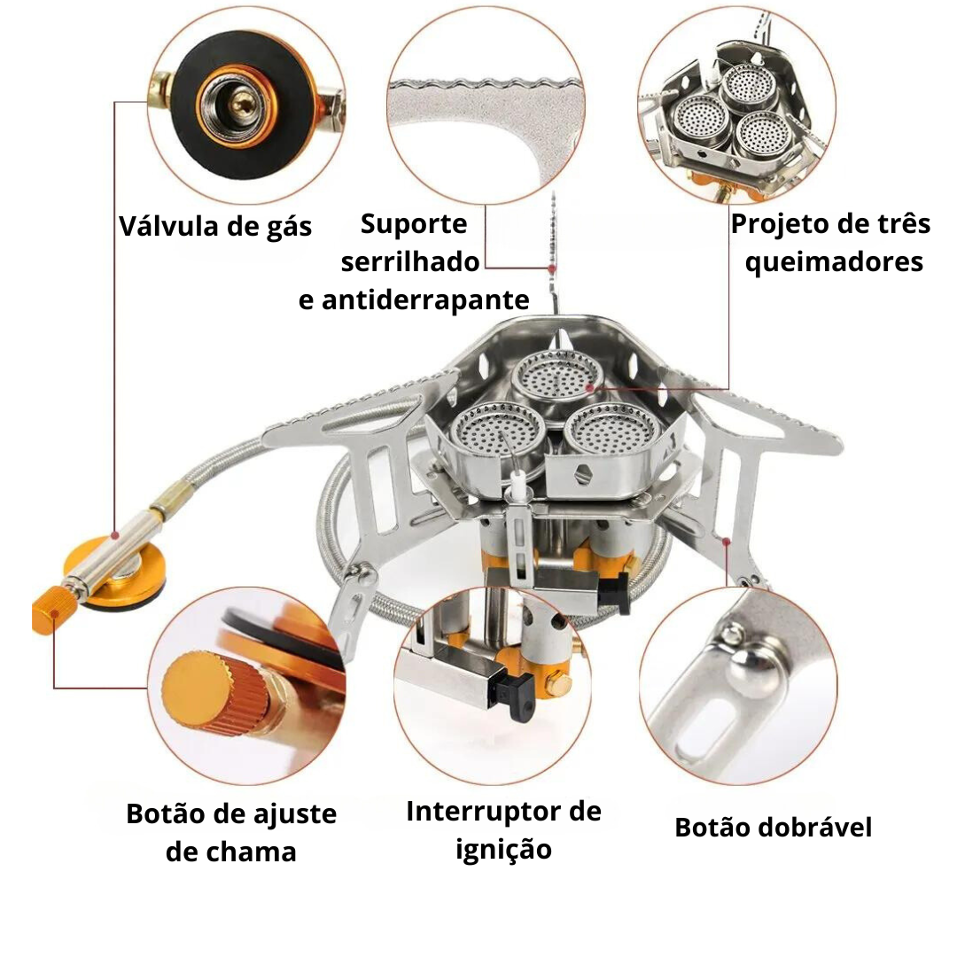 Fogareiro a Gás Big Power Portátil - Ideal para Acampamento e Pesca