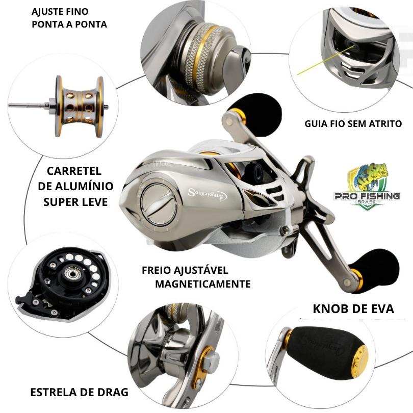 Super KIT de Pesca Importado Carretilha + Vara Importada Sougayilang + Frete Grátis