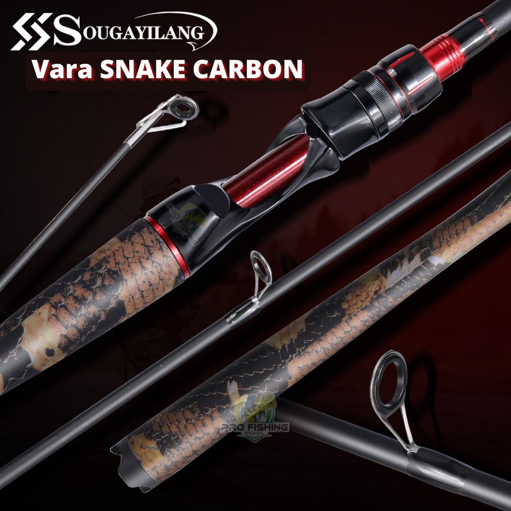 Nova Vara de Carretilha Snake Carbon Sougayilang - 1.98m - 4 Partes - Frete Grátis