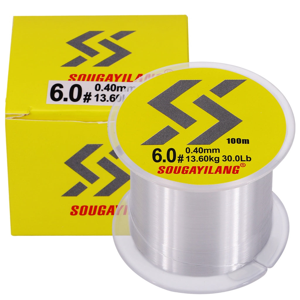 Linha De Pesca De Monofilamento Sougayilang Material 100M 3 Cores 0,14mm-0,50mm Max Drag 7-38lb