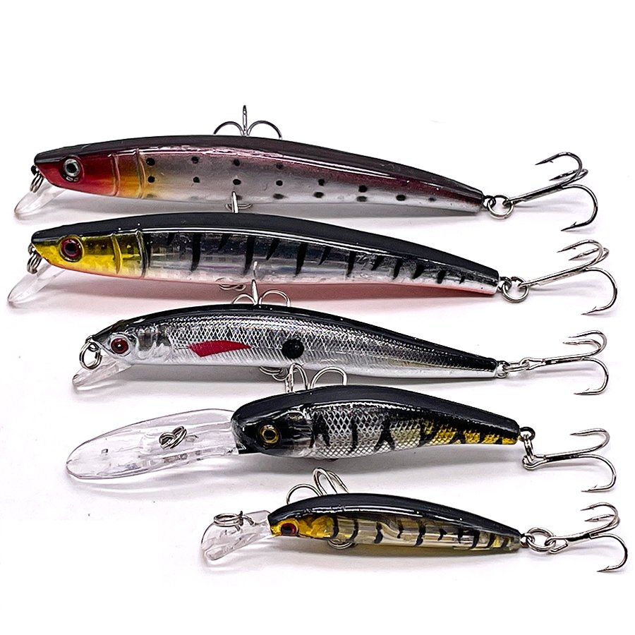 Conjunto 5 Iscas JerkBait  - 5 a 11cm - 4 a 12g - Meia Água/Fundo/Superfície