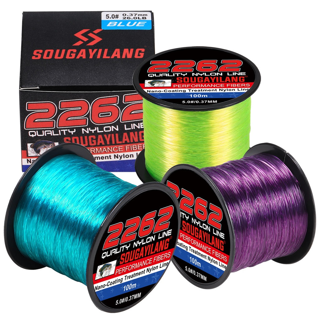 Linha De Pesca De Monofilamento Sougayilang Material 100M 3 Cores 0,14mm-0,50mm Max Drag 7-38lb